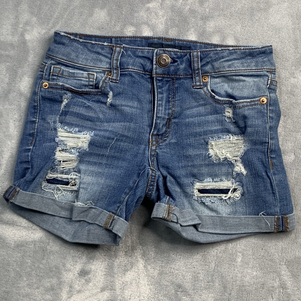 Aeropostale‎ Midi Jean Shorts Size 00 Distressed